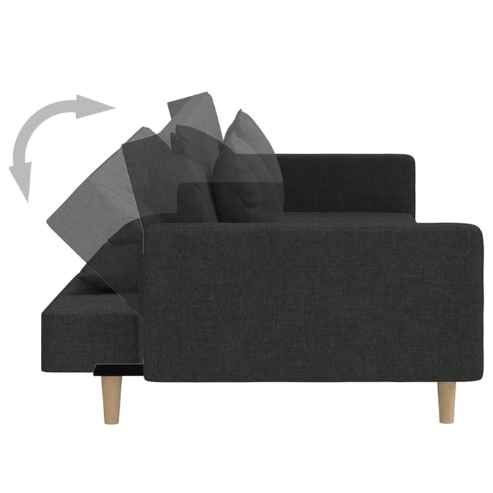 Canapea extensibilă cu 2 locuri, 2 perne, negru, textil - WALTI WALTI