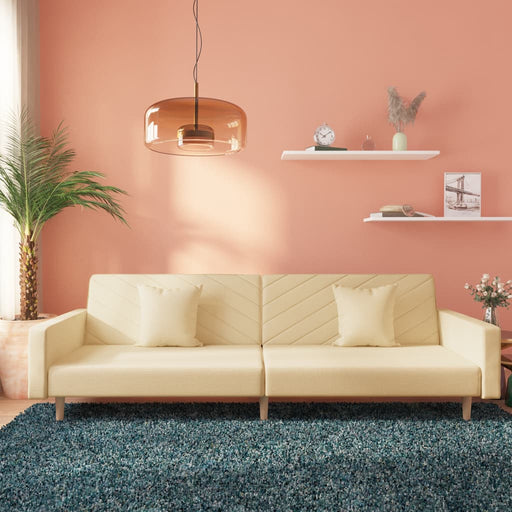 Canapea extensibilă cu 2 locuri, 2 perne, crem, textil - WALTI WALTI