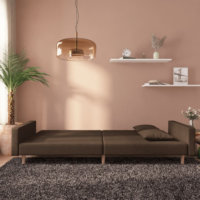 Canapea extensibilă cu 2 locuri, 2 perne, maro, textil - WALTI WALTI
