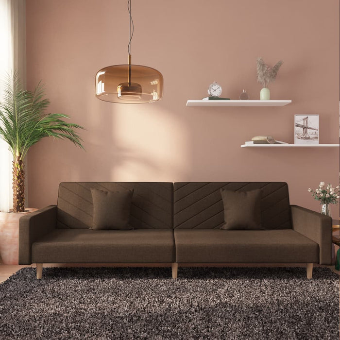 Canapea extensibilă cu 2 locuri, 2 perne, maro, textil - WALTI WALTI