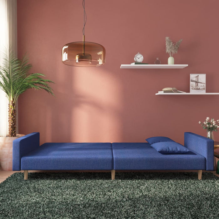 Canapea extensibilă cu 2 locuri, 2 perne, albastru, textil - WALTI WALTI