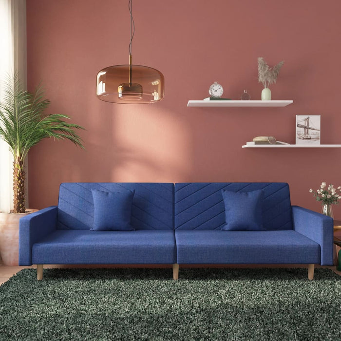 Canapea extensibilă cu 2 locuri, 2 perne, albastru, textil - WALTI WALTI