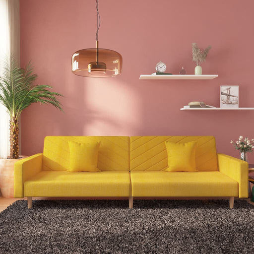 Canapea extensibilă cu 2 locuri, 2 perne, galben, textil - WALTI WALTI