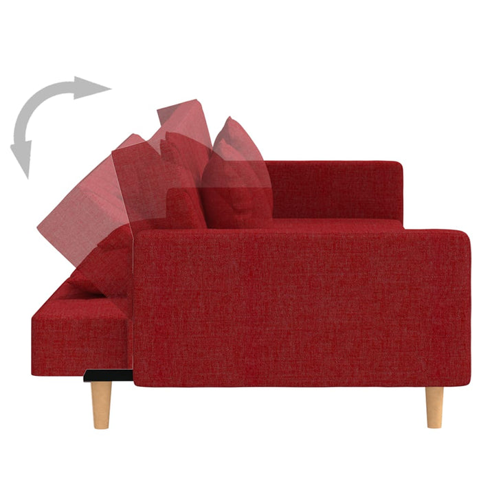 Canapea extensibilă cu 2 locuri, 2 perne, roșu vin, textil - WALTI WALTI