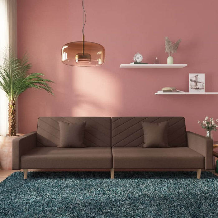 Canapea extensibilă cu 2 locuri, 2 perne, gri taupe, textil - WALTI WALTI