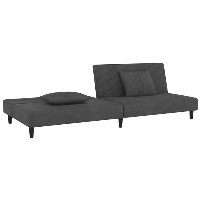 Canapea extensibilă cu 2 locuri, 2 perne, gri închis, catifea WALTI