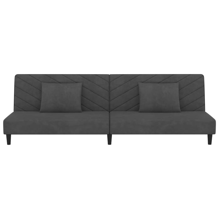 Canapea extensibilă cu 2 locuri, 2 perne, gri închis, catifea WALTI