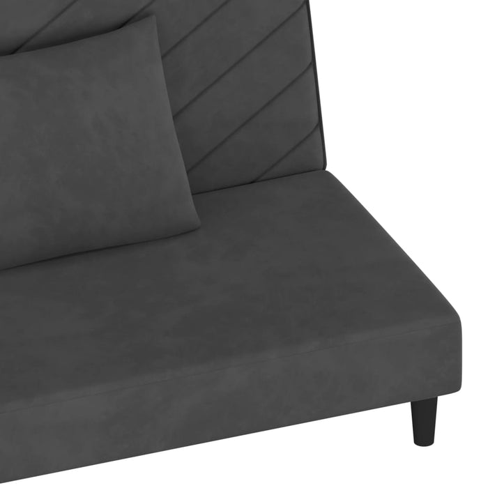 Canapea extensibilă cu 2 locuri, 2 perne, gri închis, catifea WALTI