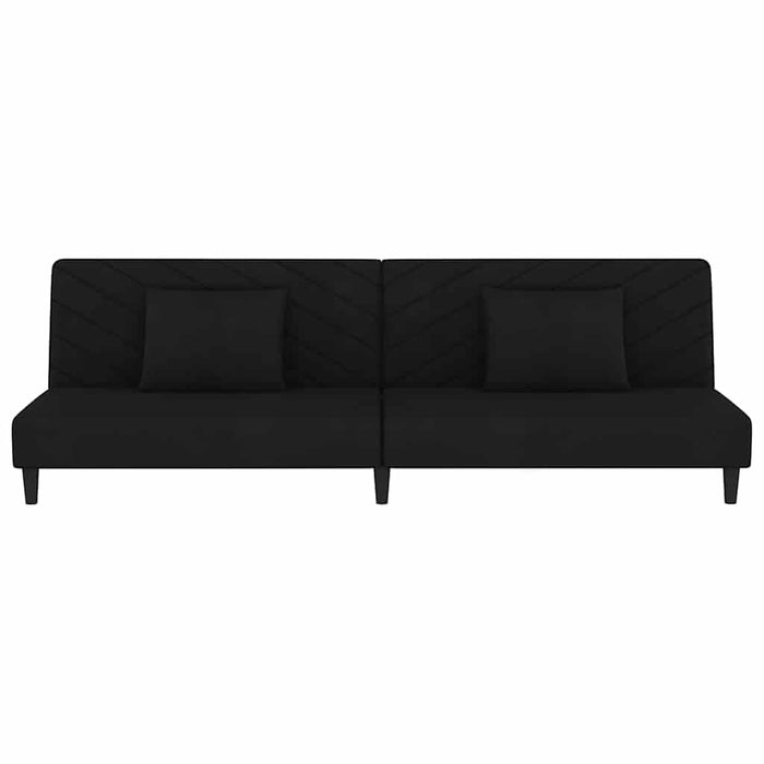 Canapea extensibilă cu 2 locuri, 2 perne, negru, catifea - WALTI WALTI