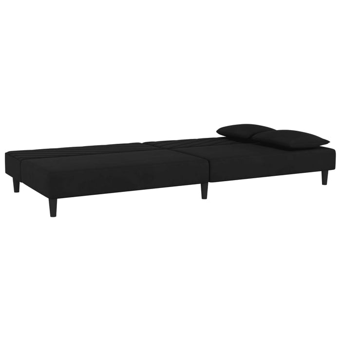 Canapea extensibilă cu 2 locuri, 2 perne, negru, catifea - WALTI WALTI