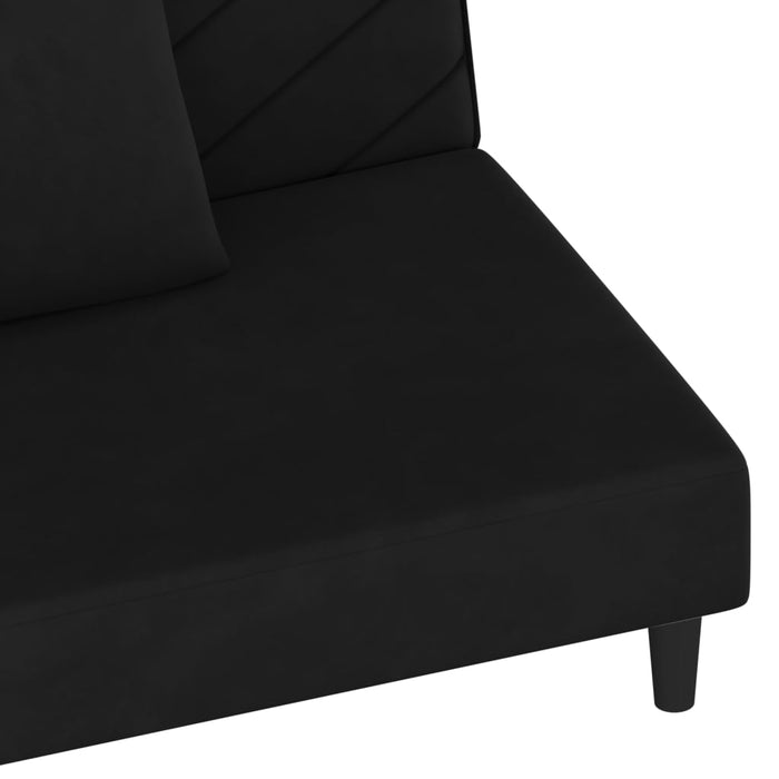 Canapea extensibilă cu 2 locuri, 2 perne, negru, catifea - WALTI WALTI