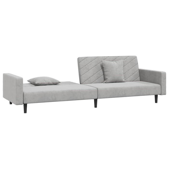 Canapea extensibilă cu 2 locuri, 2 perne, gri deschis, catifea - WALTI WALTI