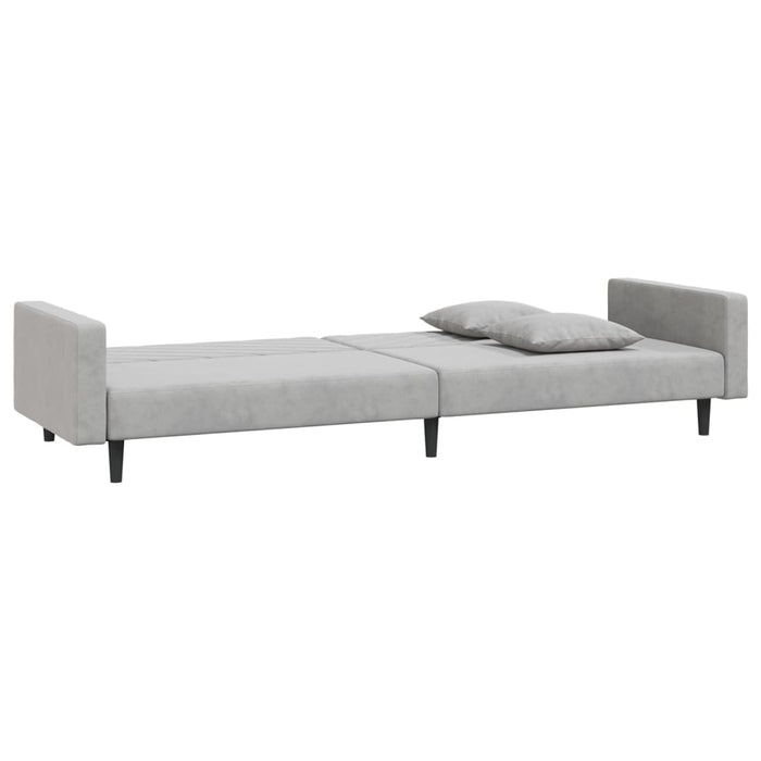 Canapea extensibilă cu 2 locuri, 2 perne, gri deschis, catifea - WALTI WALTI