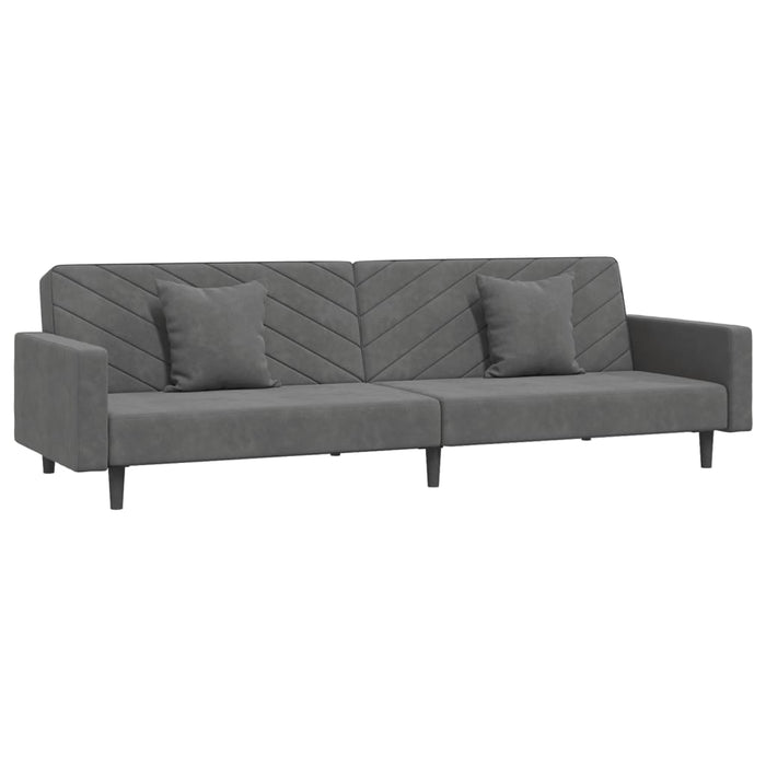 Canapea extensibilă cu 2 locuri, 2 perne, gri închis, catifea - WALTI WALTI