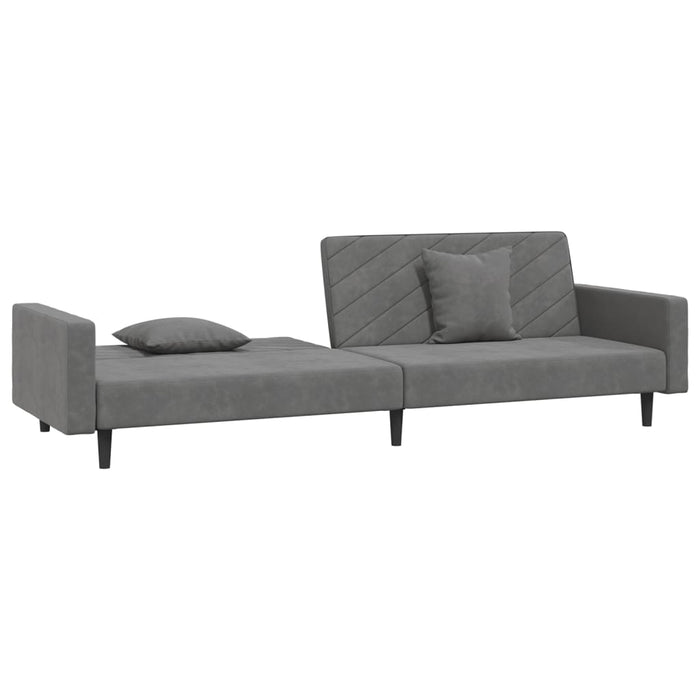 Canapea extensibilă cu 2 locuri, 2 perne, gri închis, catifea - WALTI WALTI