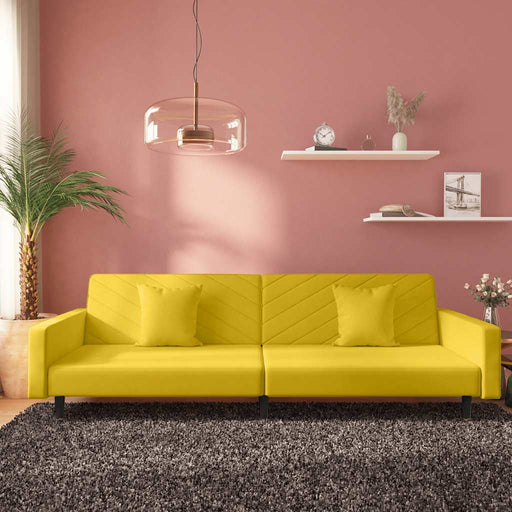 Canapea extensibilă cu 2 locuri, 2 perne, galben, catifea - WALTI WALTI
