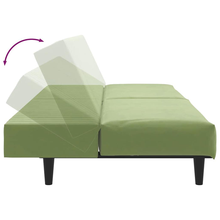 Canapea extensibilă cu 2 locuri, verde deschis, catifea - WALTI WALTI