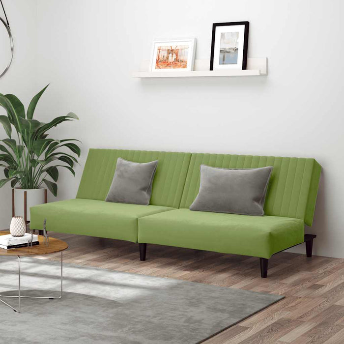 Canapea extensibilă cu 2 locuri, verde deschis, catifea - WALTI WALTI