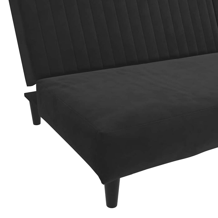 Canapea extensibilă cu 2 locuri, negru, catifea WALTI