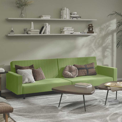 Canapea extensibilă cu 2 locuri, verde deschis, catifea - WALTI WALTI