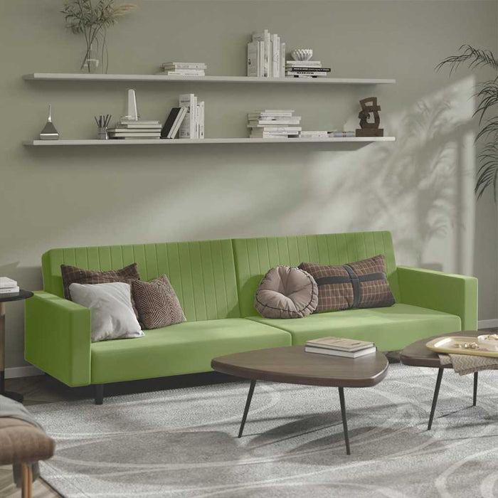 Canapea extensibilă cu 2 locuri, verde deschis, catifea - WALTI WALTI