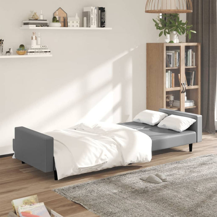 Canapea cu 2 locuri, gri, piele ecologică - WALTI WALTI