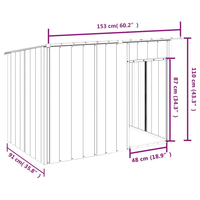 Cușcă câine cu acoperiș antracit 153x91x110 cm oțel galvanizat - WALTI WALTI