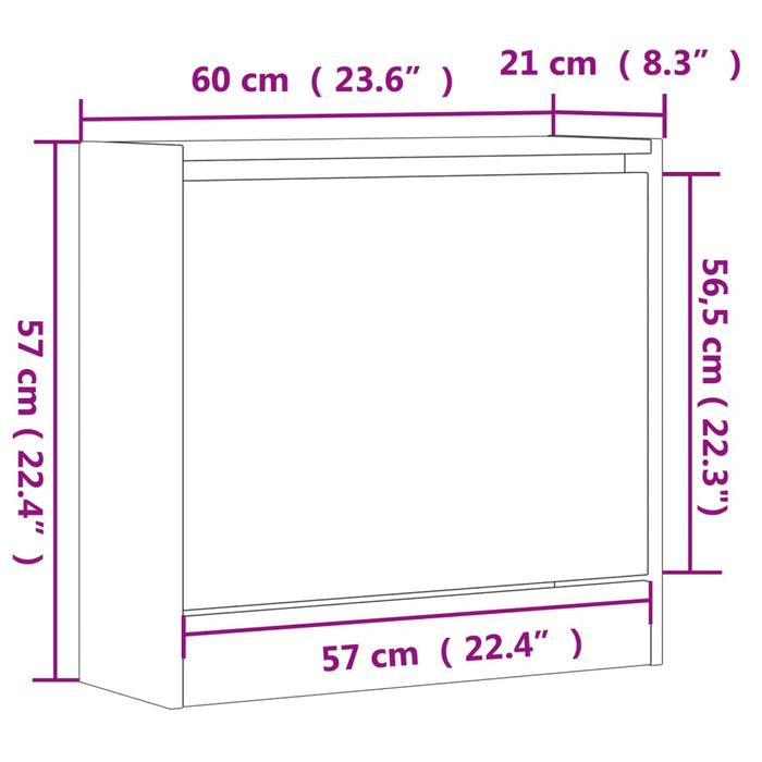 Pantofar, alb, 60x21x57 cm, lemn prelucrat - WALTI WALTI