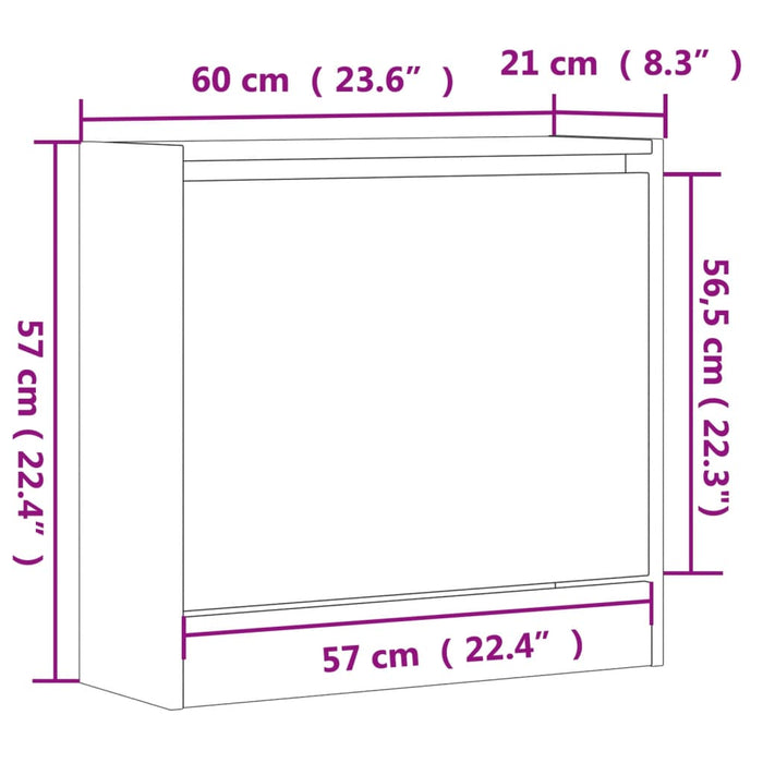 Pantofar, stejar sonoma, 60x21x57 cm, lemn compozit - WALTI WALTI