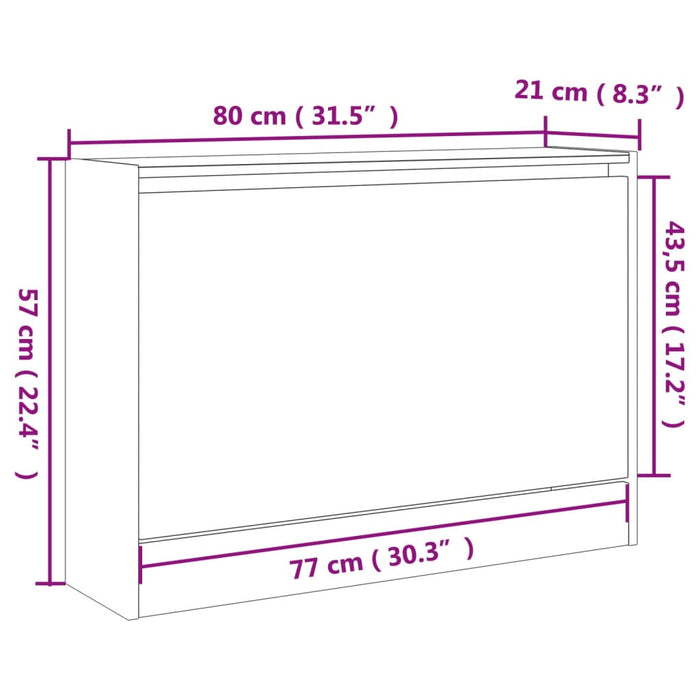 Pantofar, gri sonoma, 80x21x57 cm, lemn compozit - WALTI WALTI
