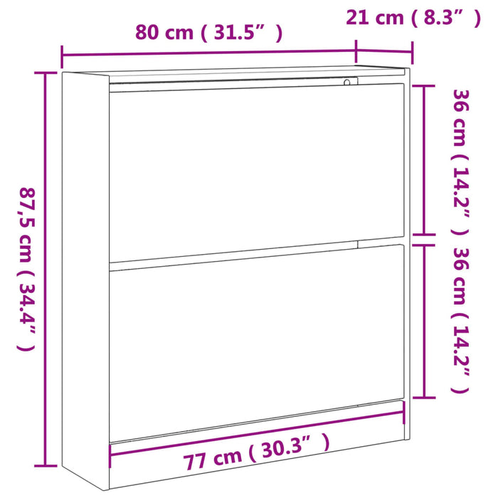 Pantofar, stejar fumuriu, 80x21x87,5 cm, lemn compozit - WALTI WALTI