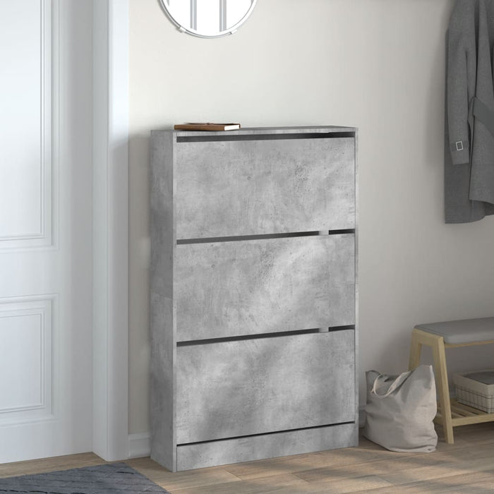 Pantofar, gri beton, 80x21x125,5 cm, lemn prelucrat - WALTI WALTI