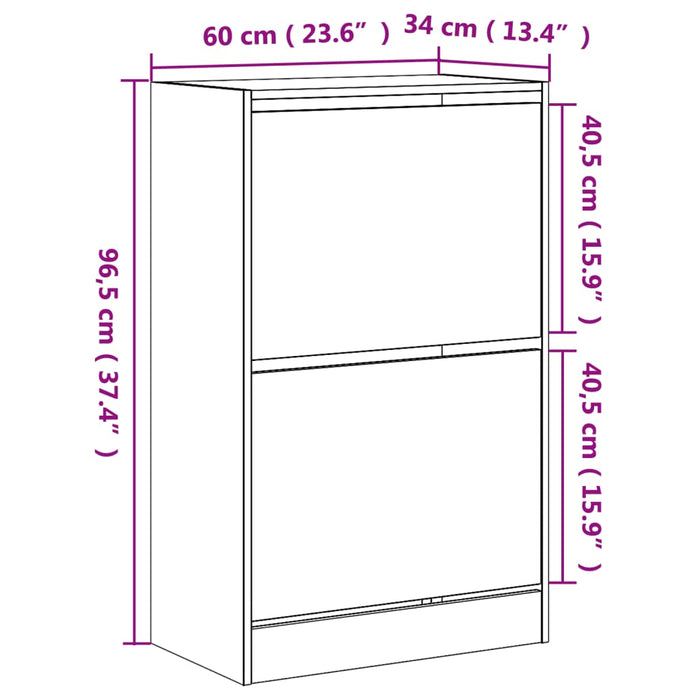 Pantofar, gri beton, 60x34x96,5 cm, lemn compozit - WALTI WALTI