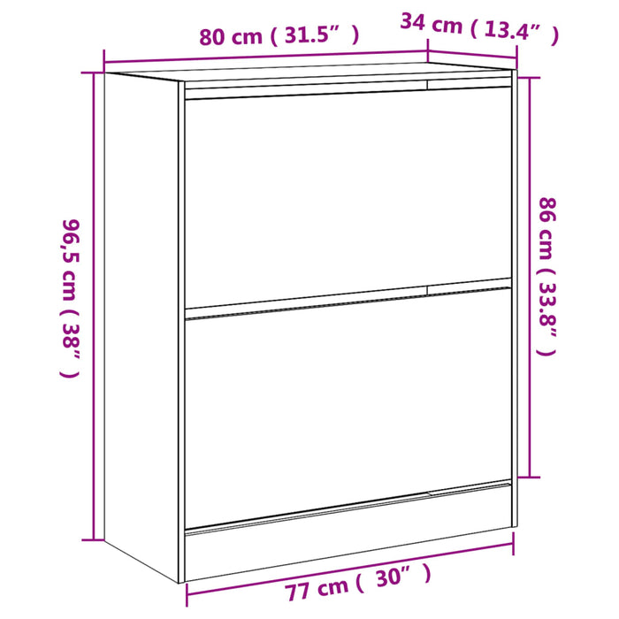 Pantofar, alb, 80x34x96,5 cm, lemn compozit - WALTI WALTI