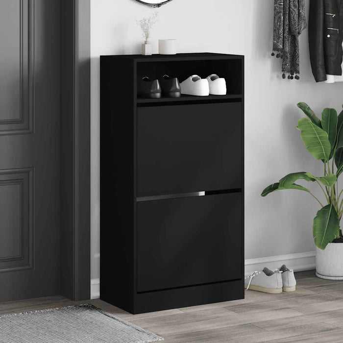 Pantofar, negru, 60x34x116 cm, lemn compozit - WALTI WALTI