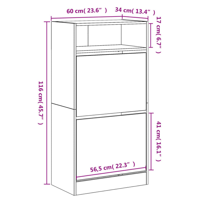 Pantofar, stejar fumuriu, 60x34x116 cm, lemn compozit - WALTI WALTI
