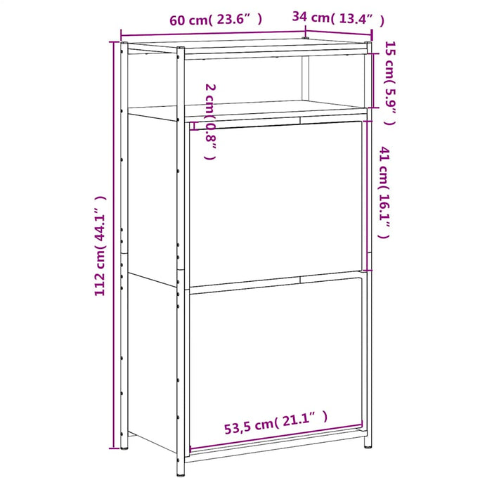 Pantofar, negru, 60x34x112 cm, lemn compozit - WALTI WALTI