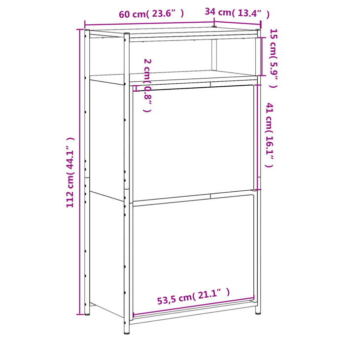Pantofar, stejar maro, 60x34x112 cm, lemn compozit - WALTI WALTI