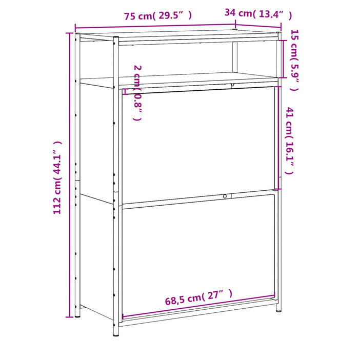 Pantofar, stejar fumuriu, 75x34x112 cm, lemn compozit - WALTI WALTI