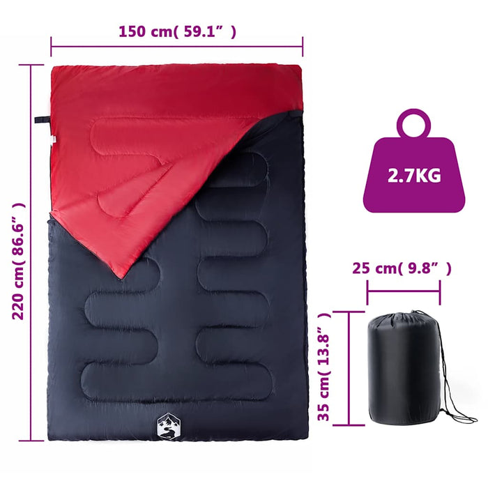 Sac de dormit dublu cu perne de camping, adulți, 3-4 anotimpuri - WALTI WALTI
