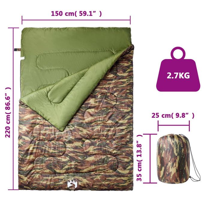 Sac de dormit dublu cu perne de camping, adulți, 3-4 anotimpuri - WALTI WALTI