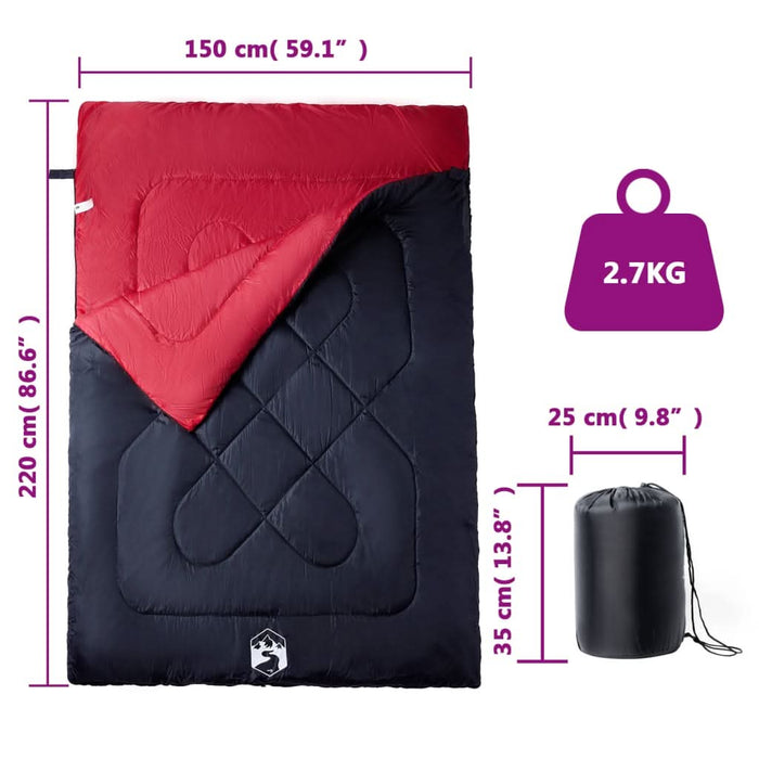 Sac de dormit dublu cu perne de camping, adulți, 3-4 anotimpuri - WALTI WALTI