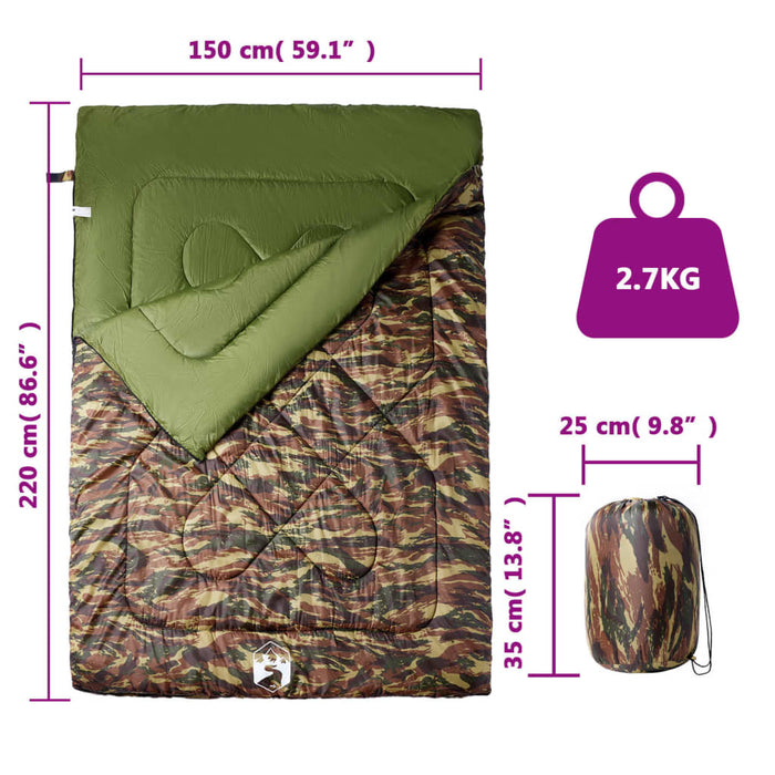 Sac de dormit dublu cu perne de camping, adulți, 3-4 anotimpuri - WALTI WALTI