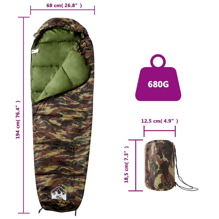 Sac de dormit tip mumie pentru adulți de camping, 3 anotimpuri - WALTI WALTI