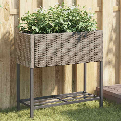 Jardinieră de grădină cu raft, gri, poliratan - WALTI WALTI