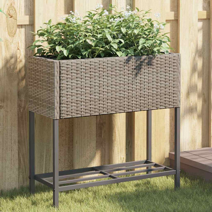 Jardinieră de grădină cu raft, gri, poliratan - WALTI WALTI