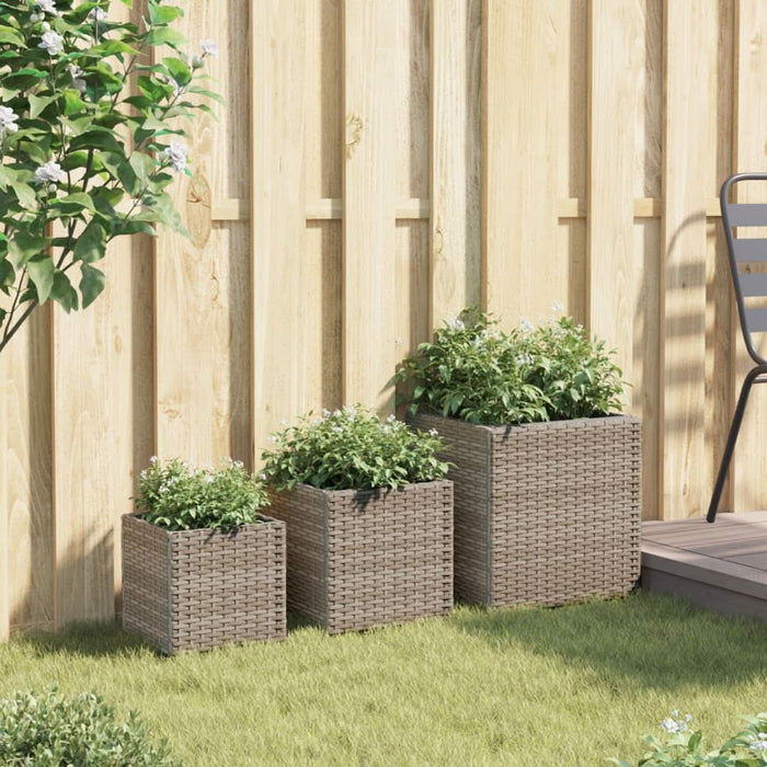 Jardiniere de grădină, 3 buc., gri, poliratan - WALTI WALTI