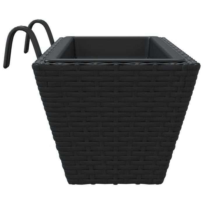 Jardiniere cu cârlige, 2 buc., negru, poliratan WALTI