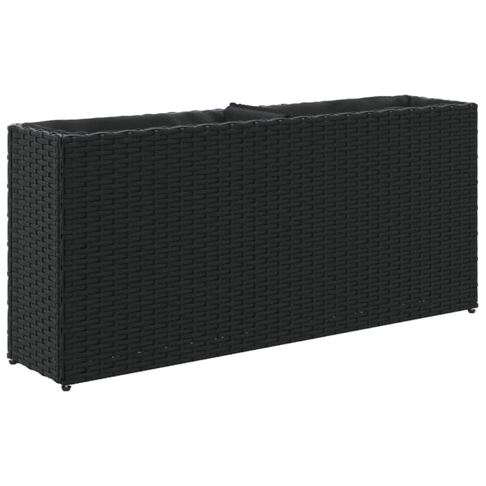 Jardinieră de grădină cu 2 ghivece, negru 90x20x40 cm poliratan - WALTI WALTI