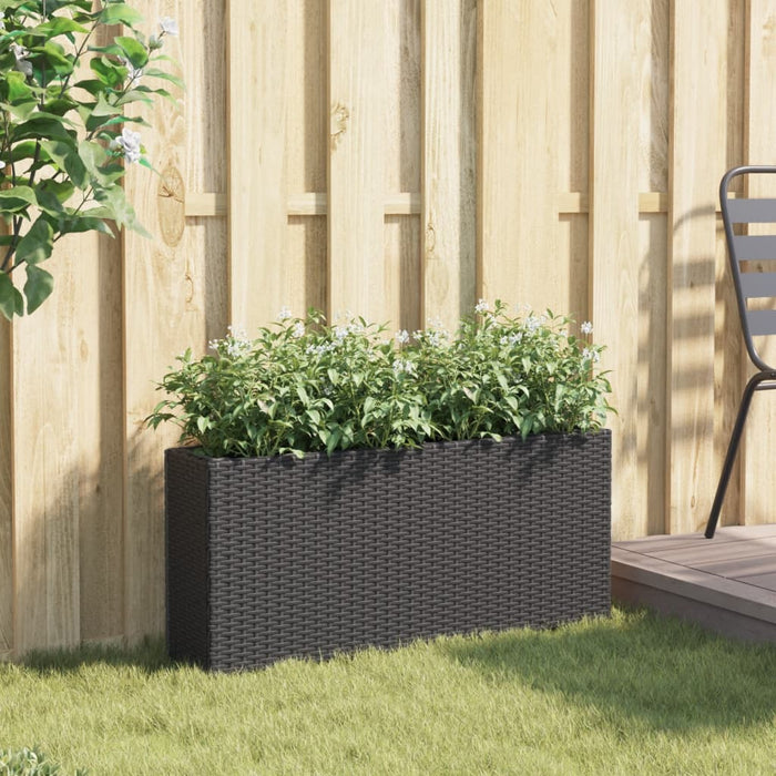 Jardinieră de grădină cu 2 ghivece, negru 90x20x40 cm poliratan - WALTI WALTI